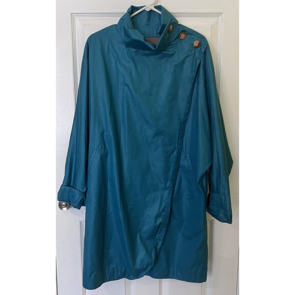 Rutland Inc. Vintage Women's  Batwing Dolman Trench Coat Blue Teal
